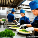 양식조리 실기 연습 장소 추천 - **Prompt 1: Intensive Practice in a High-Tech Rental Kitchen**
    A group of diverse cooking school...