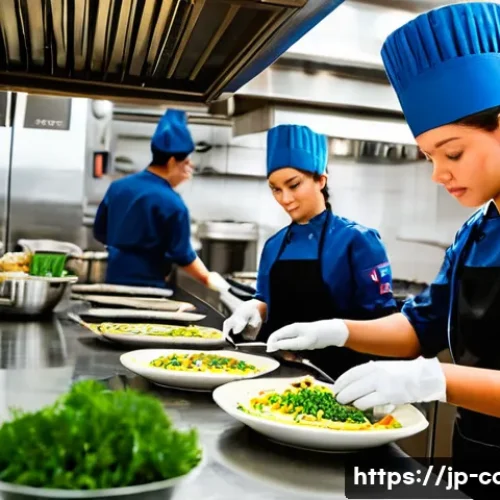 양식조리 실기 연습 장소 추천 - **Prompt 1: Intensive Practice in a High-Tech Rental Kitchen**
    A group of diverse cooking school...